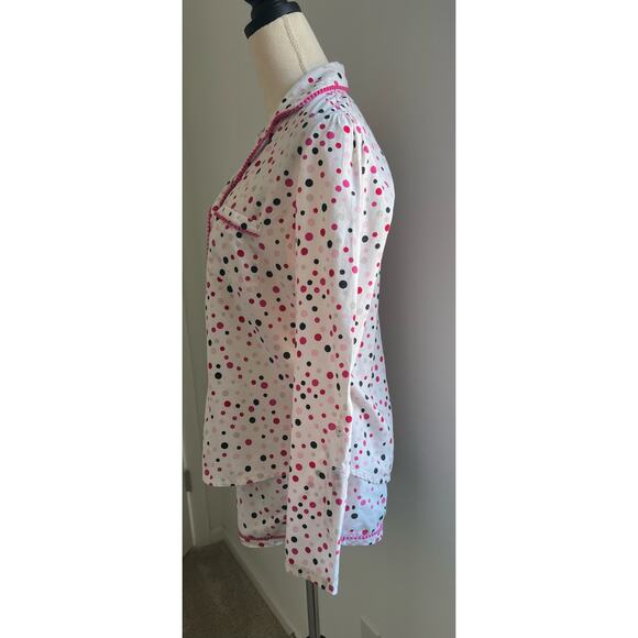 Victoria's Secret Long Sleeve White Pink Black Dots Cotton Pajama Shorts Set S - Picture 2 of 14